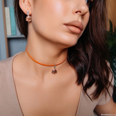 Колье Fiore Luna, Vintage Rose / Orange Leather